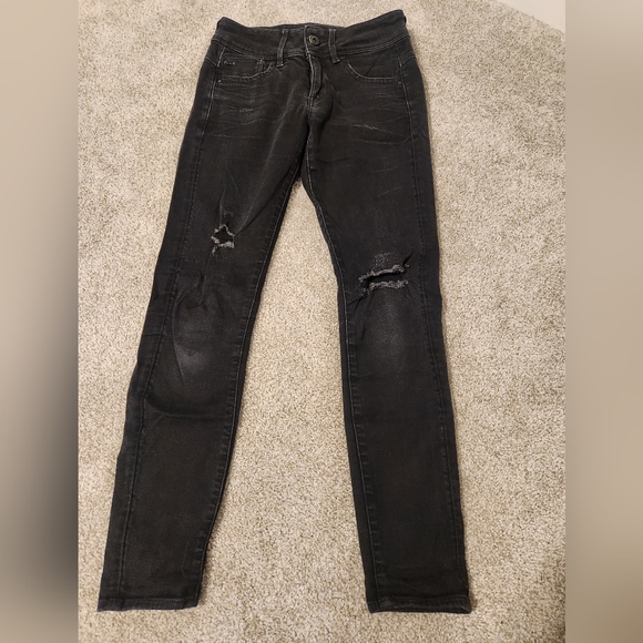 G-Star Lynn Mid Jeans - Black Ripped 26x30 - Picture 5 of 10